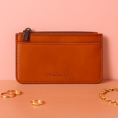 Monedero tipo piel sintético café 13x9x1 cm -  Miniso