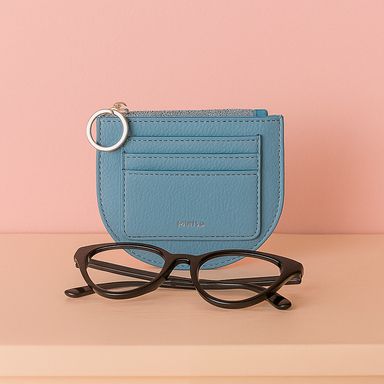Monedero media luna sintético azul 13x10x1 cm -  Miniso