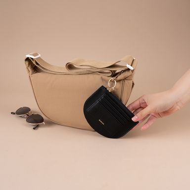 Monedero media luna sintético negro 13x10x1 cm -  Miniso