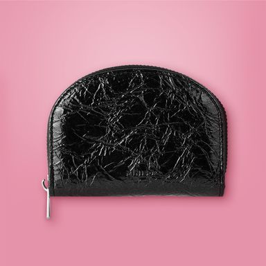 Monedero diseño craquelado 100% poliéster negro 11x8x2 cm -  Miniso