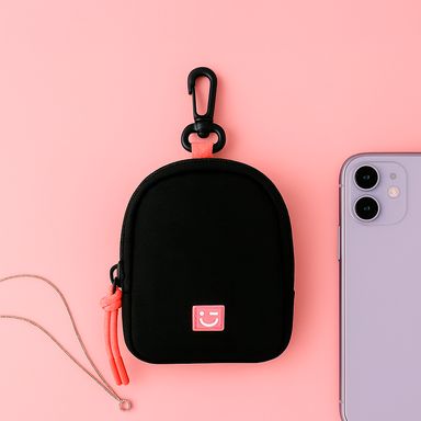 Monedero textil negro 12x9x3 cm -  Miniso