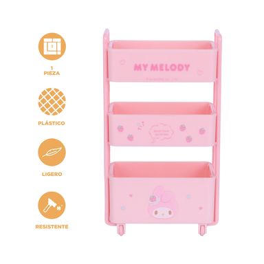 Mini organizador de escritorio tipo carrito sintético rosa 4x11x7.5 cm my melody sanrio -  Sanrio