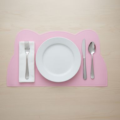 Mantel individual silicona rosa 44x24 cm gatito -  Miniso