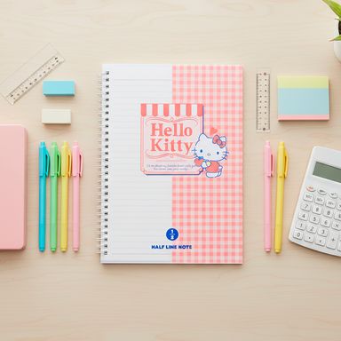 Libreta con espiral retro bicolor 17.4x24.6 cm rayas 80 hojas hello kitty sanrio -  Sanrio