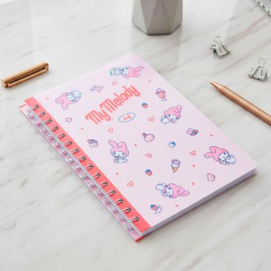 Libreta con espiral rosa 14.4x20.4 cm rayas 80 hojas my melody sanrio -  Sanrio