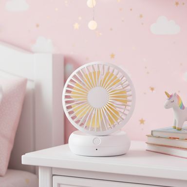 Ventilador de escritorio sintético blanco 10.5x14.6x11.1 cm 1200 mah recargable -  Miniso