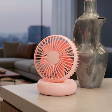 Ventilador de escritorio sintético rosa 10.5x14.6x11.1 cm 1200 mah recargable -  Miniso