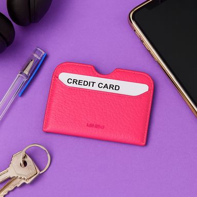 Tarjetero sintético rosa 10x8x1 cm -  Miniso