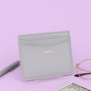 Tarjetero básico sintético gris 11x8x1 cm -  Miniso