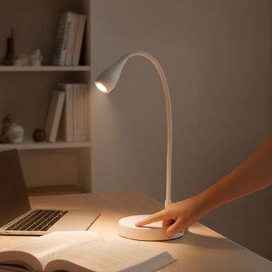 Lámpara de escritorio 360° recargable sintética blanca 12x12x44 cm luz cálida -  Miniso