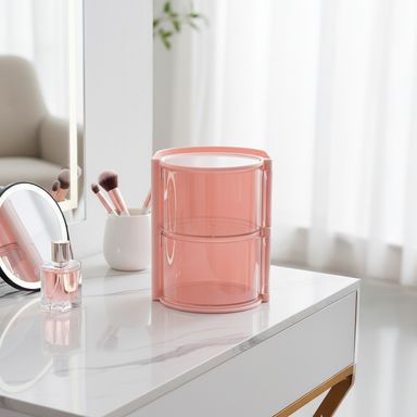 Organizador de maquillaje giratorio sintético rosa 13x12x10 cm -  Miniso
