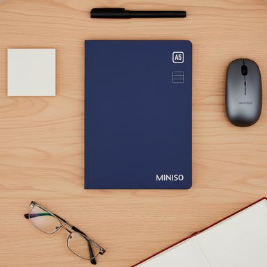 Libreta pasta dura azul marino 14.8x21 cm rayas 96 hojas -  Miniso