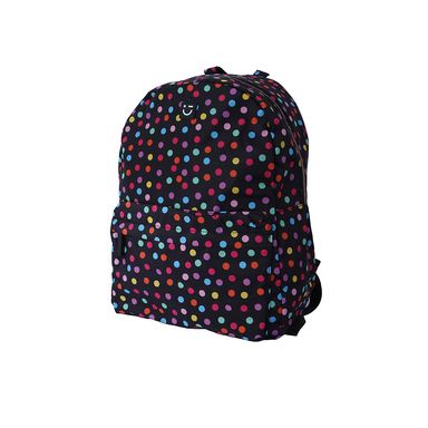 Mochila casual dots textil negra 30.5x16.5 cm -  Miniso