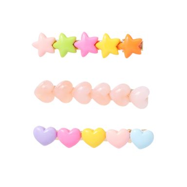 Set broches para cabello corazones & estrellas sintéticos multicolor 3 piezas -  Miniso