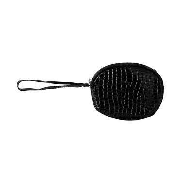 Monedero con correa tipo piel de cocodrilo sintético negro 13x10x2 cm -  Miniso