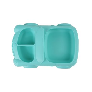 Plato con secciones y ventosa infantil silicona verde aqua carrito -  Miniso