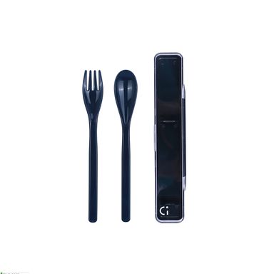 Kit de cubiertos con estuche plástico azul marino 2 piezas -  Miniso