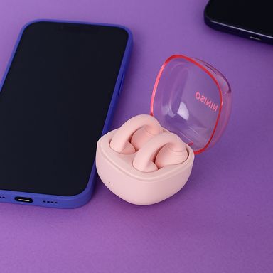 Audífonos inalámbricos con estuche de carga sintéticos rosas tws -  Miniso
