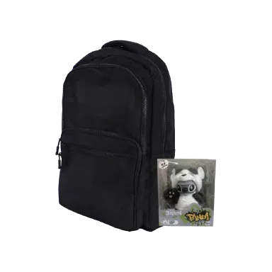 Mochila deportiva grande negro + Blindbox stitch generación Z - Miniso