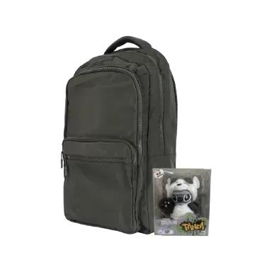 Mochila deportiva grande verde militar + Blindbox stitch generación Z - Miniso