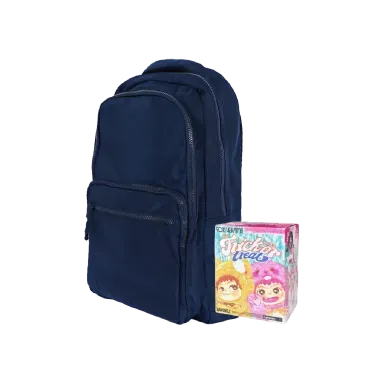 Mochila deportiva grande azul + Blind box wakuku conejito & zorro - Miniso