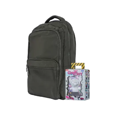 Mochila deportiva grande verde militar + Blindbox stitch generación Z street - Miniso