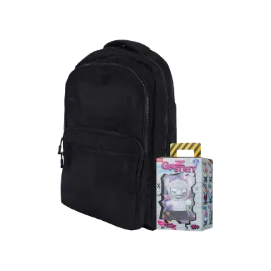 Mochila deportiva grande negro + Blindbox stitch generación Z street - Miniso