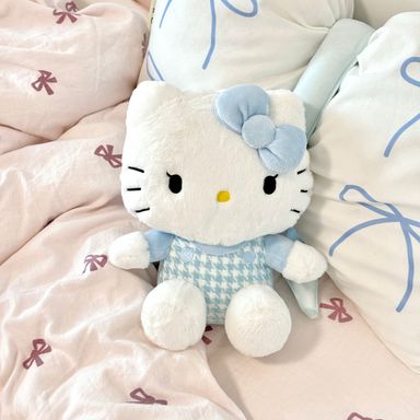 Peluche hello kitty 25 cm sentada pata de gallo azul serie sanrio -  Sanrio