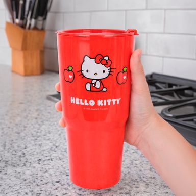 Tomatodo de plástico con tapa abatible de la colección apple de hello kitty 800 ml rojo sanrio -  Sanrio