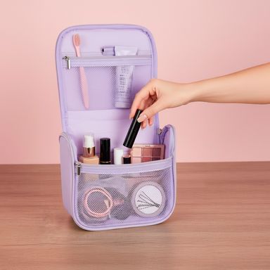 Neceser de viaje textil morado 18x17x17 cm -  Miniso Go