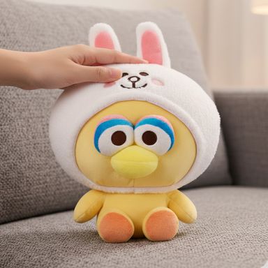 Peluche decorativo abelardo con capucha de cony line friends felpa suave amarillo -  Plaza Sésamo