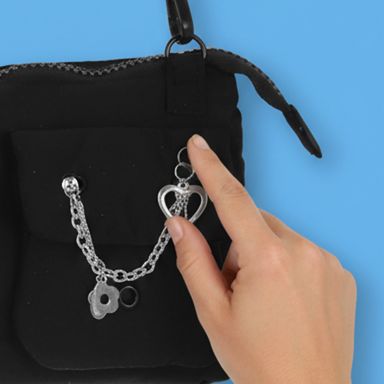 Charm colgante decorativo para bolso flores minidots acero inoxidable plateado 9 cm -  Minidots