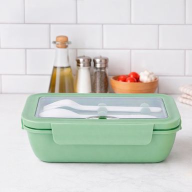 Taper con tapa abatible color liso 1100ml verde -  Miniso