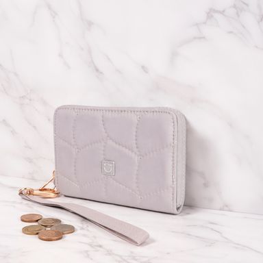 Cartera mediana para mujer miniso serie hojas acolchado beige -  Miniso