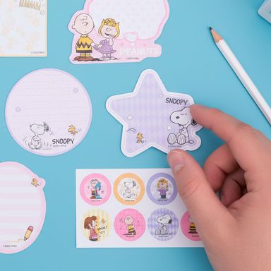 Set de clips y stickers morado serie snoopy -  Snoopy