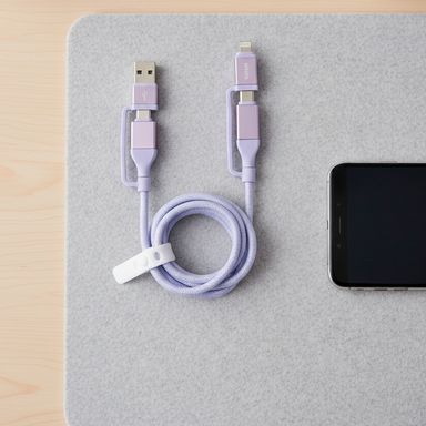 Cable de carga rápida 4 en 1 macaron series morado -  Miniso