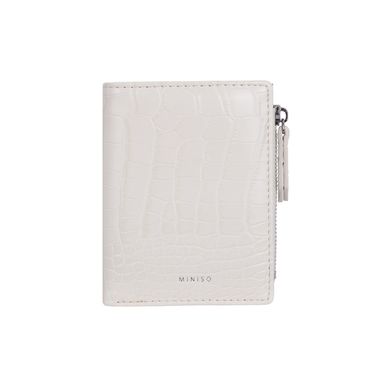 Cartera corta con cierre para mujer miniso tipo piel cocodrilo glossy beige -  Miniso