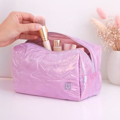 Cosmetiquera cuadrada nacarada estrellas morada -  Miniso