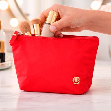 Cosmetiquera trapezoidal basica lisa roja -  Miniso