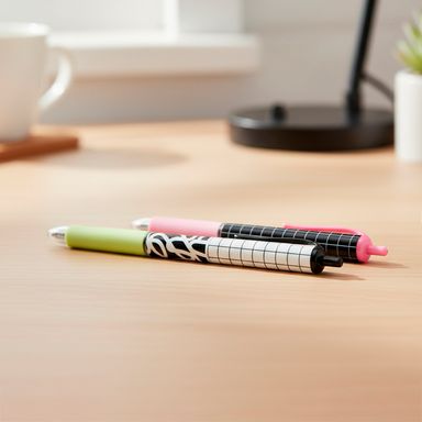 Set de 3 lapiceros de gel 1,0 mm, negro pdq serie black & white -  Black & White