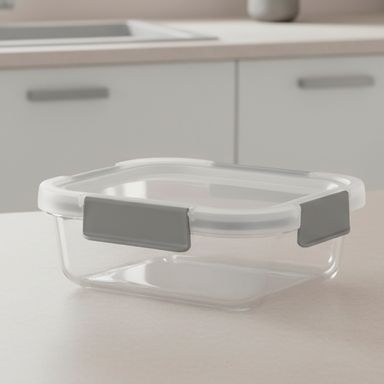 Taper de vidrio para alimentos 640 ml gris -  Miniso