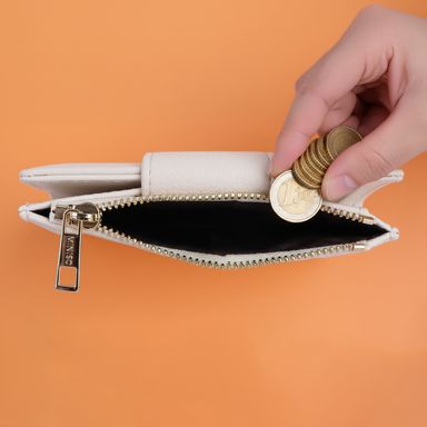 Cartera corta para mujer miniso textura granulada beige -  Miniso