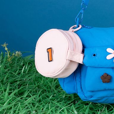 Monedero redondo personalizable minidots textil rosa 9x9 cm -  Minidots