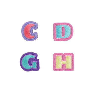 Set charms decorativos letras d,c, g, h minidots textiles 2.5 cm -  Minidots