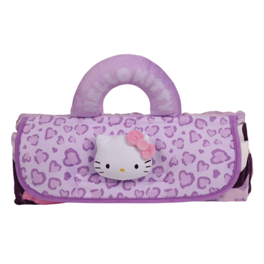 Manta grande con estampado hello kitty leopard print y asa lila sanrio -  Hello Kitty Leopard