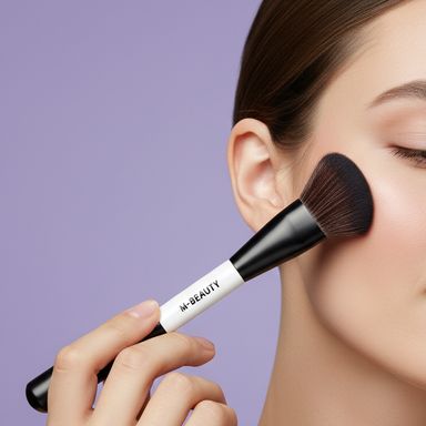 Brocha 2 en 1 para polvos sueltos y polvos angulares de la serie classic black white -  Miniso