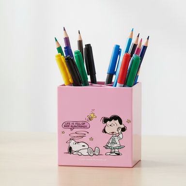 Organizador de escritorio vintage plástico rosa portalápices snoopy -  Snoopy