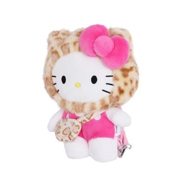 Mochila de moda de peluche hello kitty sanrio leopard print color café - Hello Kitty Leopard