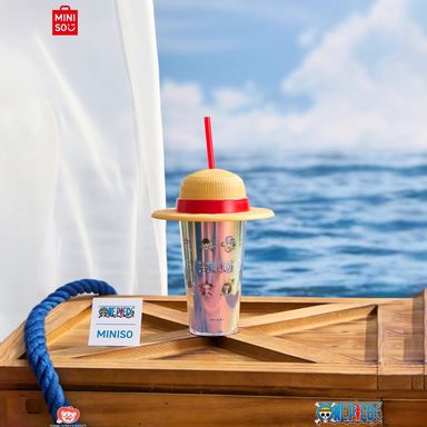 Vaso con tapa y sorbete plástico tornasol luffy one piece -  One Piece
