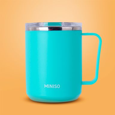 Taza con tapa acero inoxidable verde aqua 400 ml -  Miniso